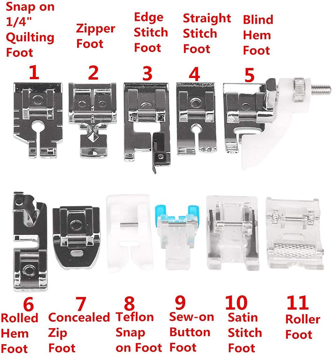 CKPSMS Brand -11PCS Multifunction Presser Foot Spare Parts Accessories Compatible with/Replacement for Brother Brand Singer Brand Janome Brand Butterfly Brand etc Sewing Machine (KP-19045)