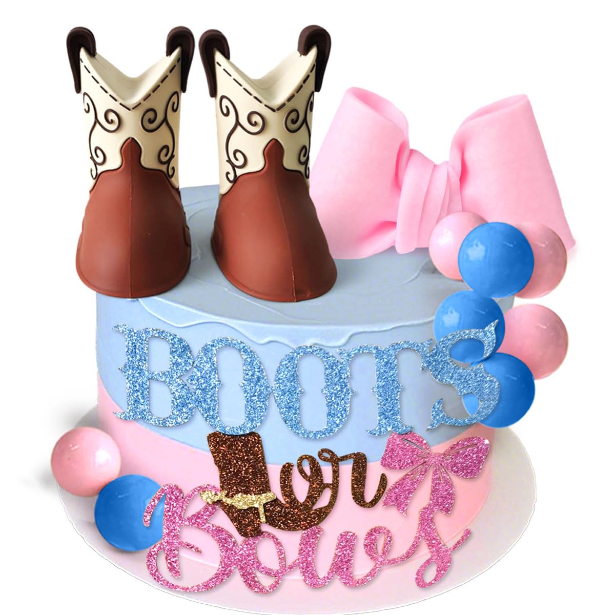 Boots or Bows Gender Reveal Cake Decorations Boy or Girl Gender Reveal Theme Cake Decorations Baby Shower Boys Or Girls Party Supplies