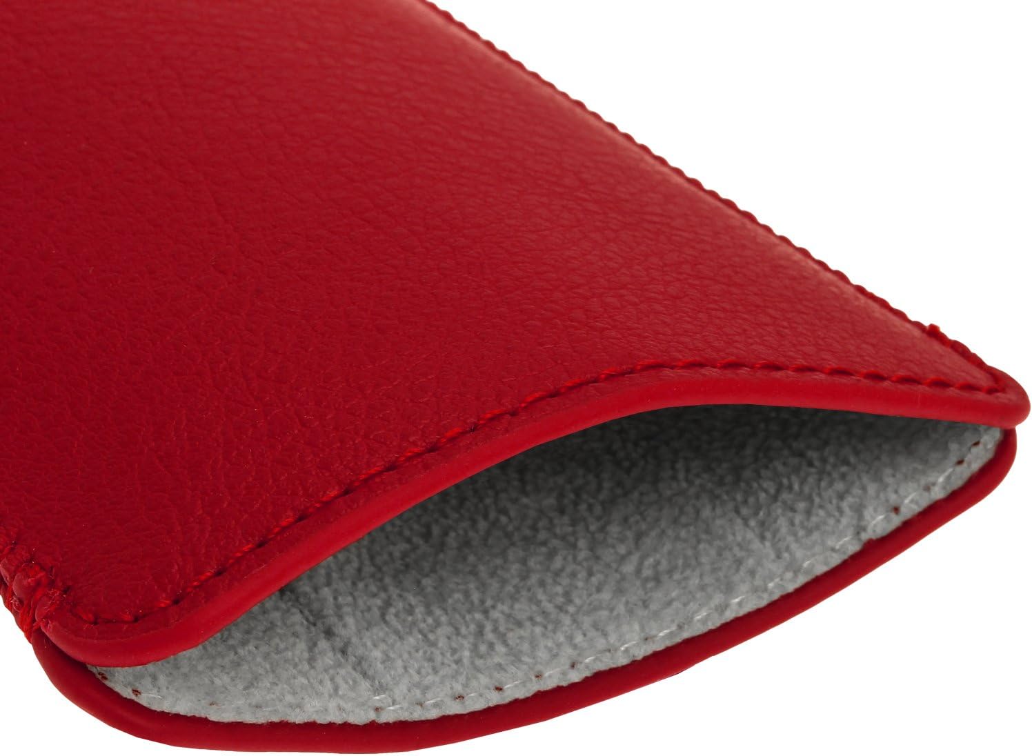 iGadgitz Premium Pouch Sleeve Red Leather Case Cover for Apple iPhone 7, 6S & 6 4.7" with Pull Tab