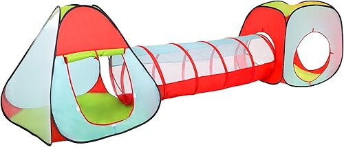 Hey! Play! Tienda de campaña, cubo y túnel para niños, caseta desplegable para interiores y exteriores, juguete colorido para sala de juegos,