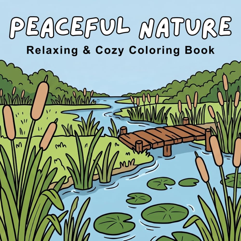 Peaceful Nature: Relaxing Nature Coloring Book for Adults and Teens