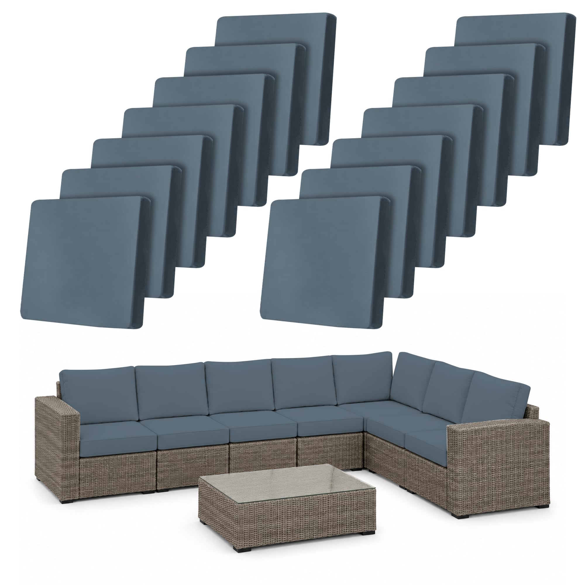14Pcs Outdoor Cushion Covers Stretch Patio Cushion Cover Sofa Cushion Cover