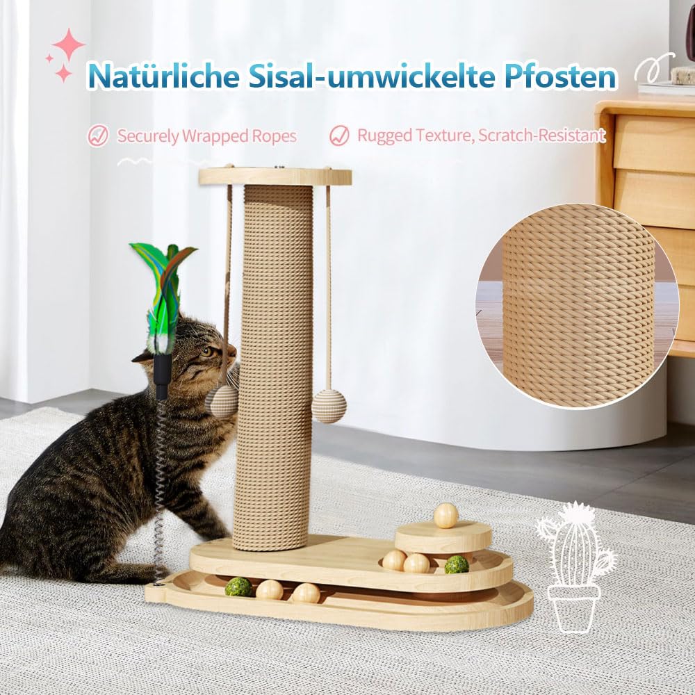 Gatto Anyingkai Giocattolo interattivo in legno, intelligente, palline, (B)