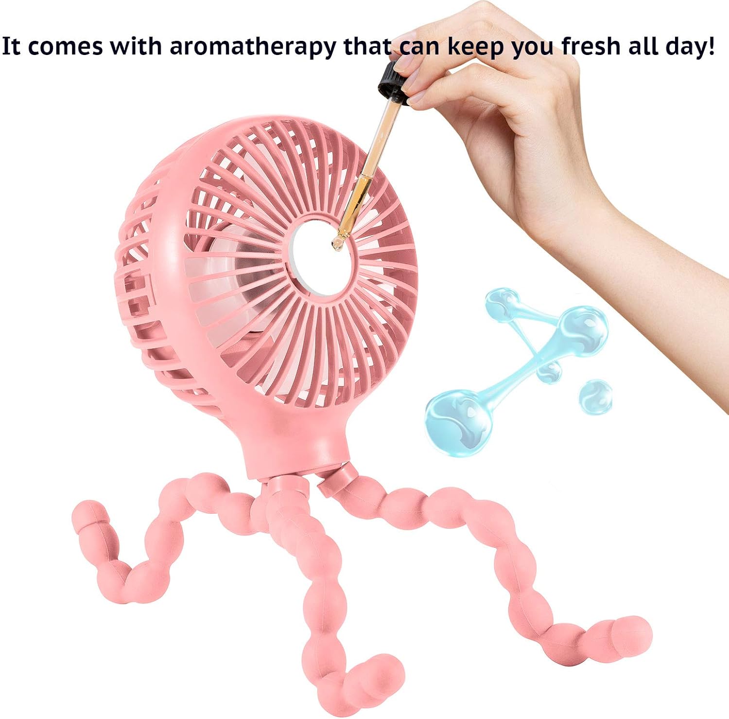 scurry Upgraded Stroller Fan Mini Battery Operated Fan Small USB Rechargable Desk Fan Baby Portable Fan Flexible Tripod Clip On Fan with 3 Speeds Baby Stroller Fans for CarSeat Crib Treadmill (Pink) : Baby