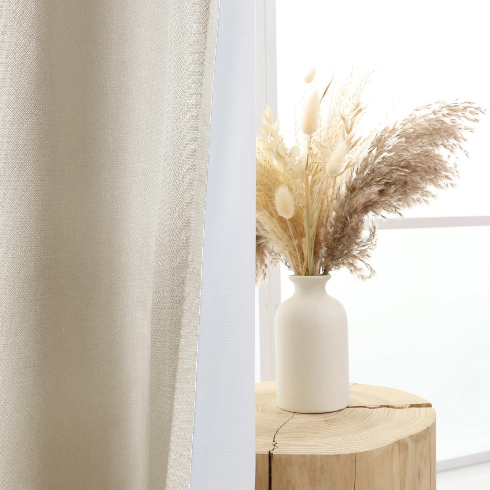 L.Z.E Vorhänge Verdunkelung Beige, Creme Abdunkelnde Gardinen Vorhang mit Kräuselband, Lichtundurchlässige Gardinenschal für Schlafzimmer und Wohnzimmer, 245 cm Lang, Schiene Schienensystem Geeignet