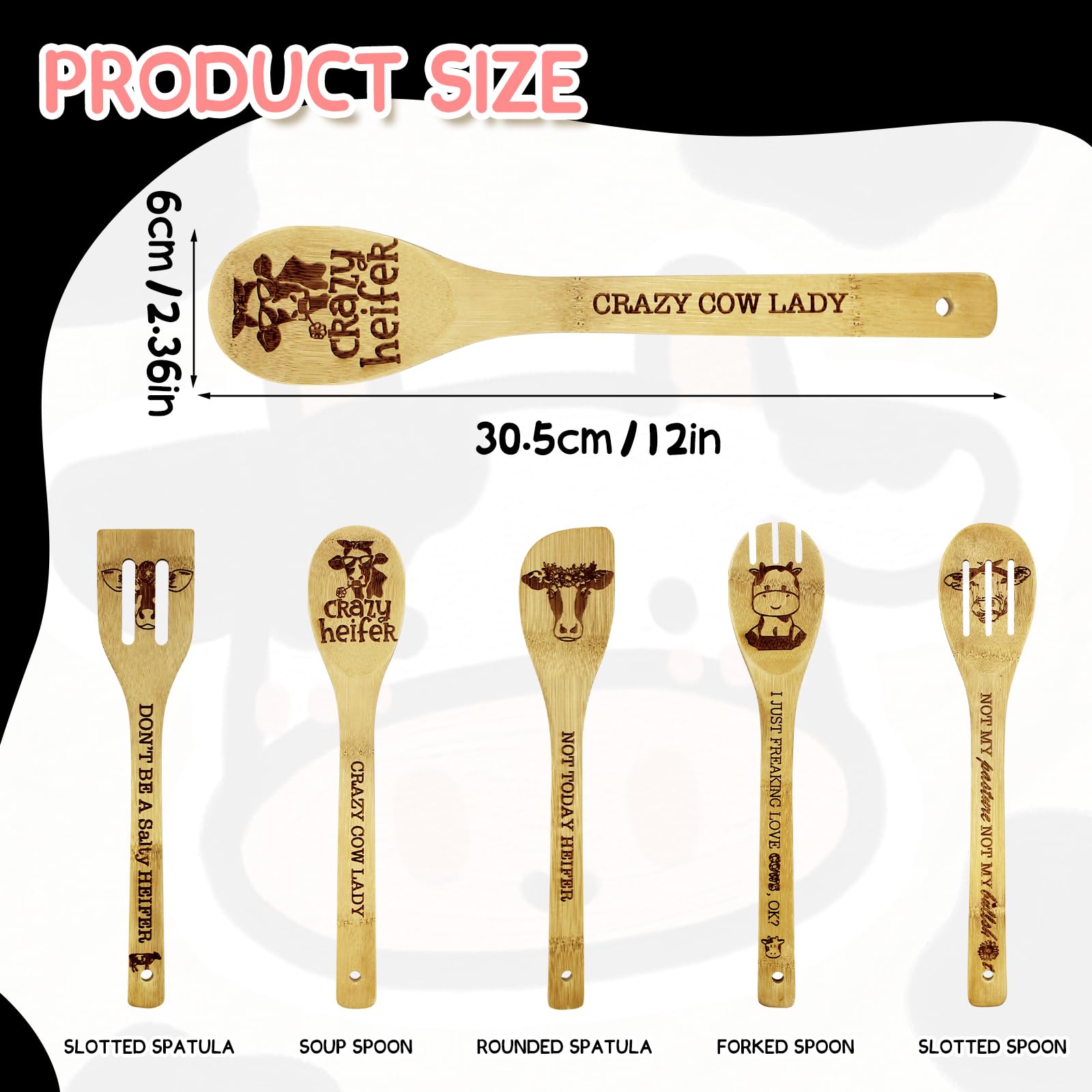 Cucharas de bambú de vaca (Vaca)