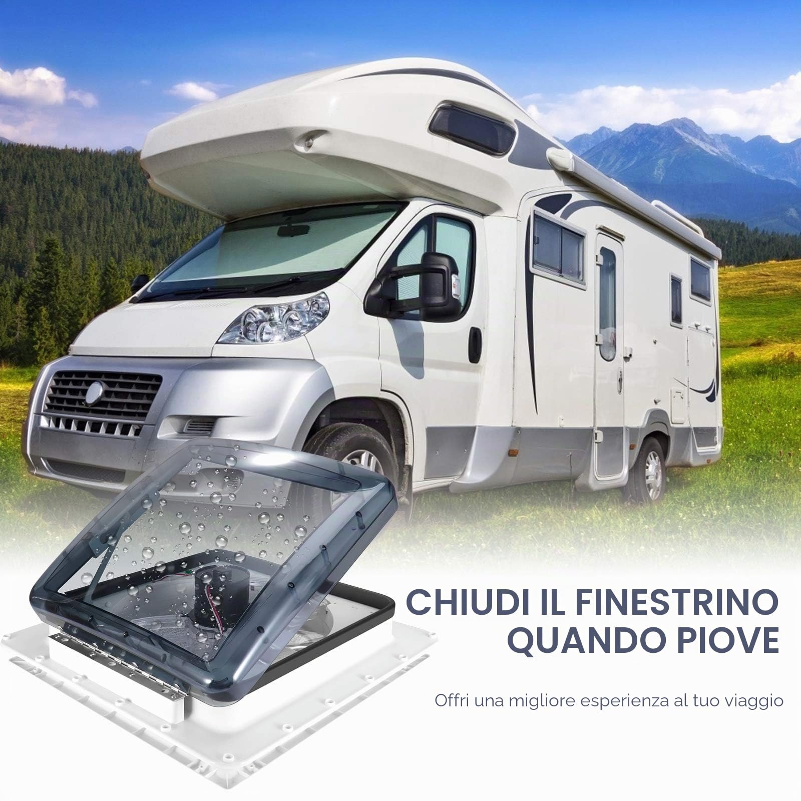 Ventola di Ventilazione per Camper 12V 3 Velocità con Sensore Pioggia e Telecomando