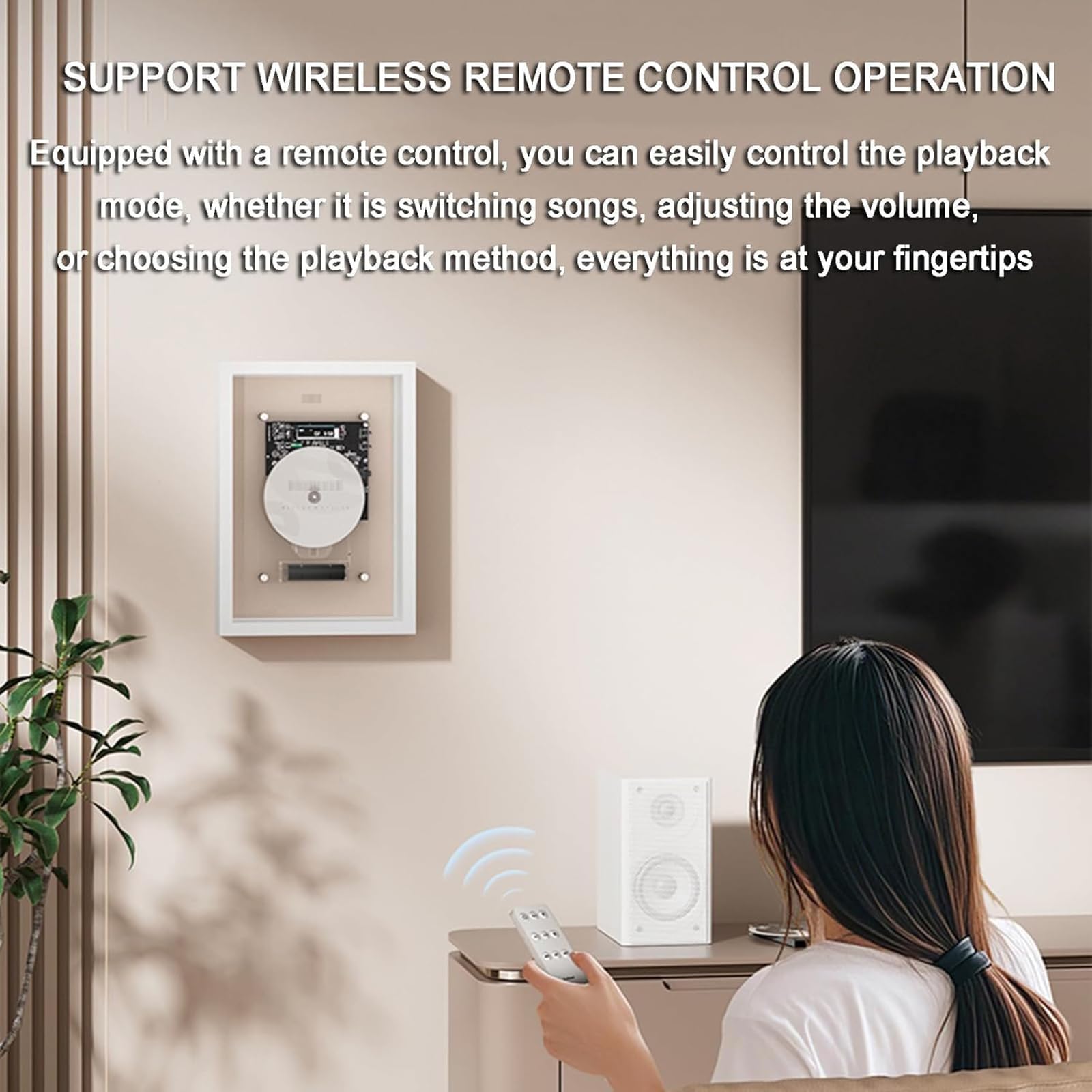 Lettore CD montabile a parete con telecomando e uscita Bluetooth/AUX, cornice decorativa per casa, ufficio o corridoio decorazione da parete