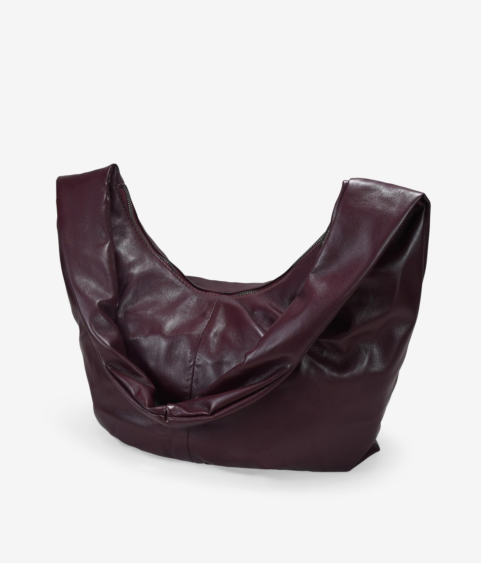 BOSANOVA Bolso Bandolera Oversize para Mujer de Gran Capacidad con Textura Blanda, Bolsillos Interiores y asa de Cruzar Gruesa. Cierre con Cremallera metálica. Burdeos U
