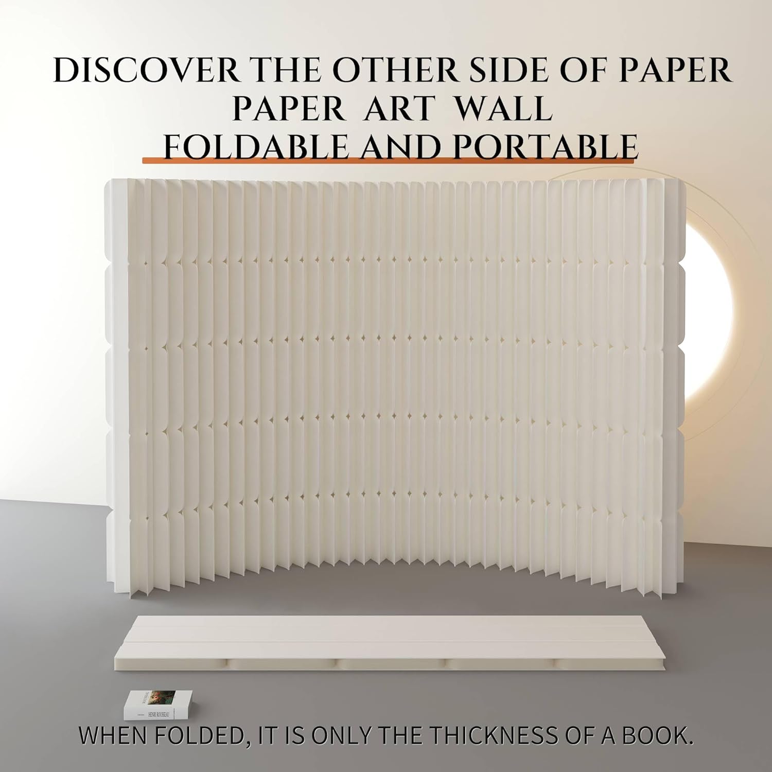 Foldable Paper Room Divider - Portable Accordion Privacy Screen, Freestanding Partition for Living Room & Home Office, Easy to Assemble as Room Divider or Backdrop Wall (H70.9in * L157.5in)