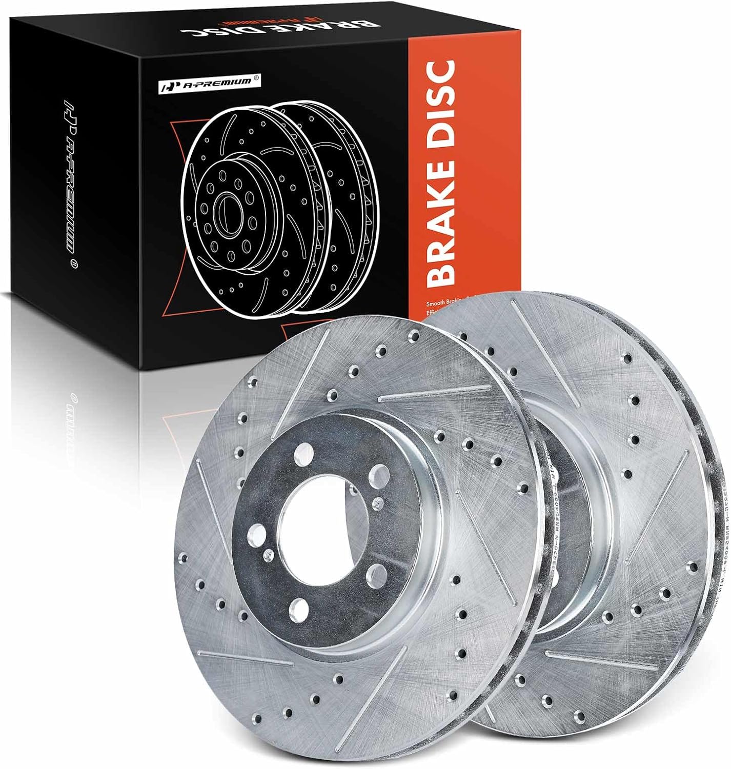 A-Premium 11.57 inch (294mm) Front Drilled and Slotted Disc Brake Rotors Compatible with Select Ford, Lincoln and Mercury Models - Taurus 1996-2007, Thunderbird, Continental, Mark VIII, Cougar, Sable