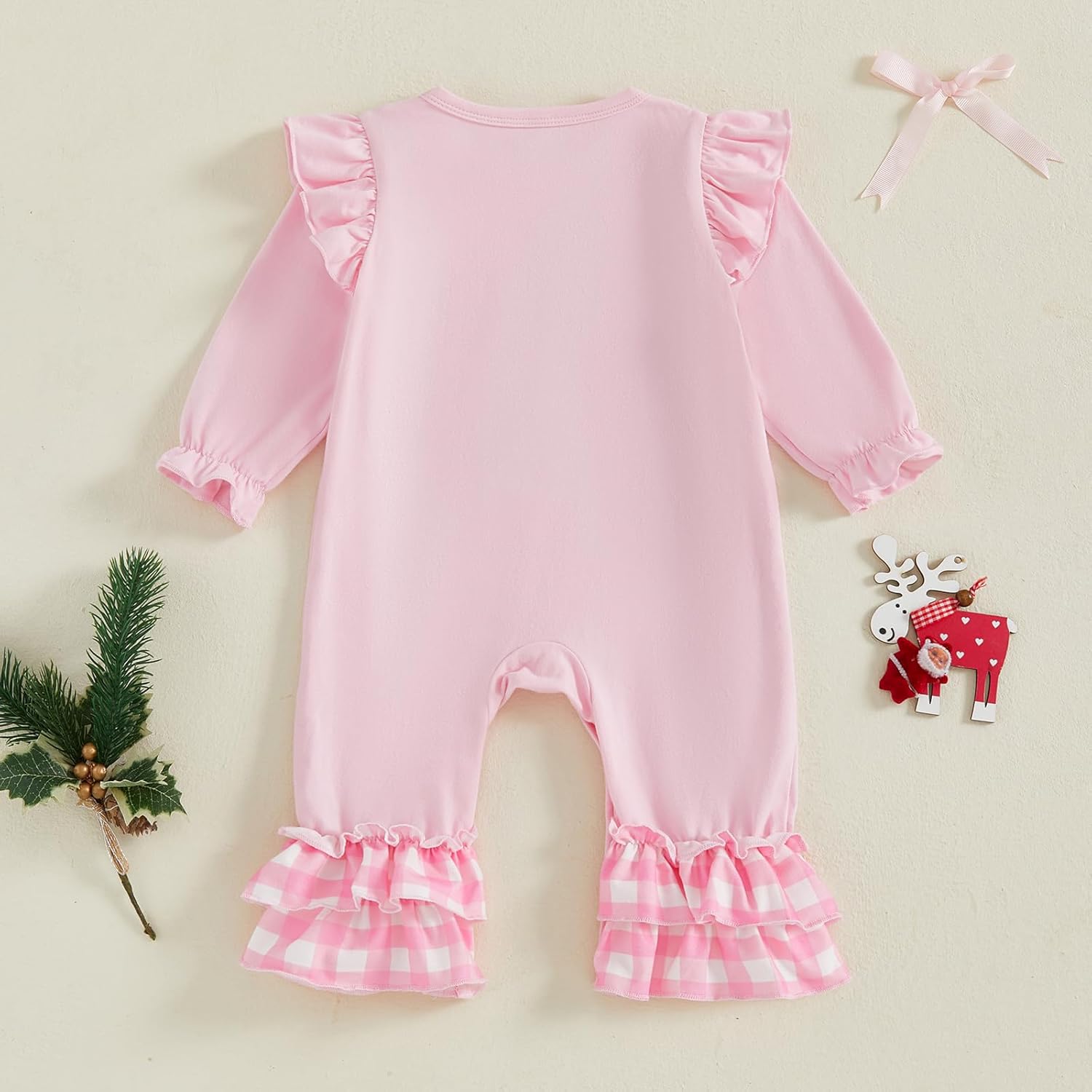 Baby Girl First Christmas Outfit My 1st Christmas Newborn Romper Long Sleeve Jumpsuit Infant Santa Outfit - Image 7