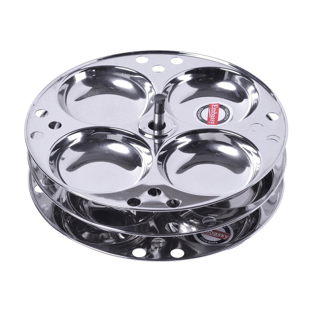 Embassy Deluxe Idli Stand, 3 Plates 12 Idlis (Stainless Steel