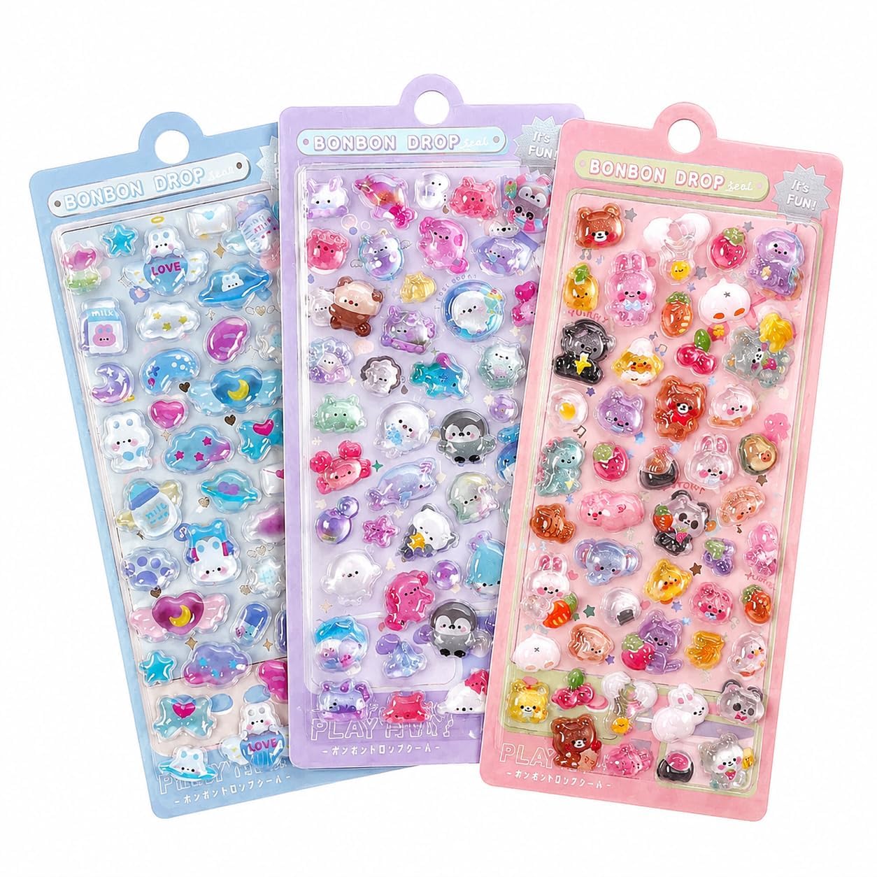 DIY Cartoon 3D Stickers for Kids, DIY Decorative Stickers for Phone Case Laptop Shell, Kawaii Colorful Clear Acrylic Mini Cartoon Sticker,for Kids Children's (Pack of 3-Sheets)-image-38