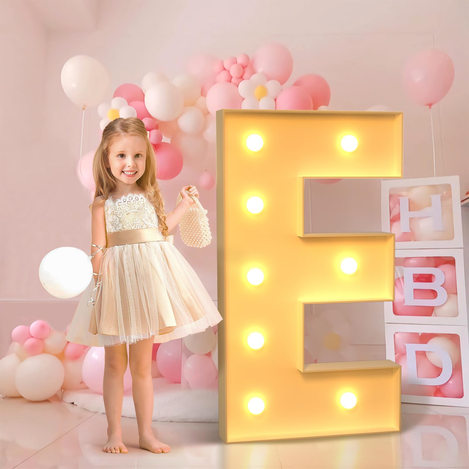 imprSV 3FT Marquee E - Large Light Up Letters for Parties & Decor, First Birthday
