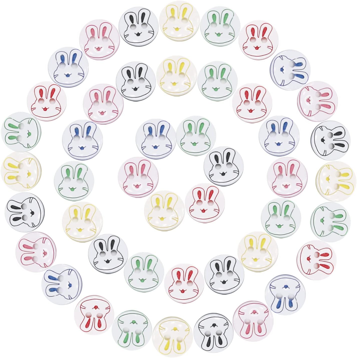 jeufun Colorful Resin Buttons for Baby Kids Cardigans Knitting Sewing Button80pcs 12mm Round Sewing Buttons Plastic Cute Rabbit Crafting Buttons for Art Craft Child Clothing Sewing Painting DIY Decor