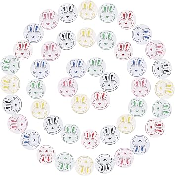 jeufun Colorful Resin Buttons for Baby Kids Cardigans Knitting Sewing Button80pcs 12mm Round Sewing Buttons Plastic Cute Rabbit Crafting Buttons for Art Craft Child Clothing Sewing Painting DIY Decor