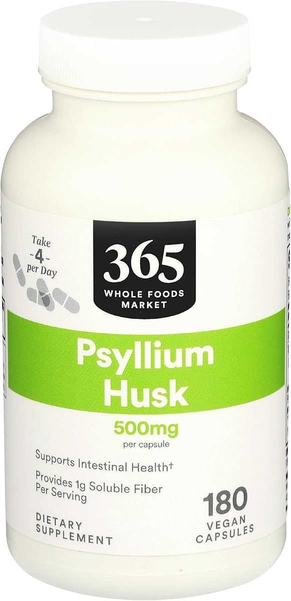 365 by Whole Foods Market, Psyllium Husks 500Mg, 180 Veg Capsules : Everything Else