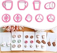 Vista 1 de KEOKER Cortadores de aretes de arcilla polimérica, cortadores de arcilla de té de la tarde, cortadores de arcilla polimérica Cofffee