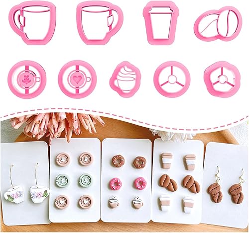 Miniatura 7 de KEOKER Cortadores de arcilla polimérica, cortador de arcilla polimérica de té de la tarde, cortadores de aretes de arcilla polimérica de café para