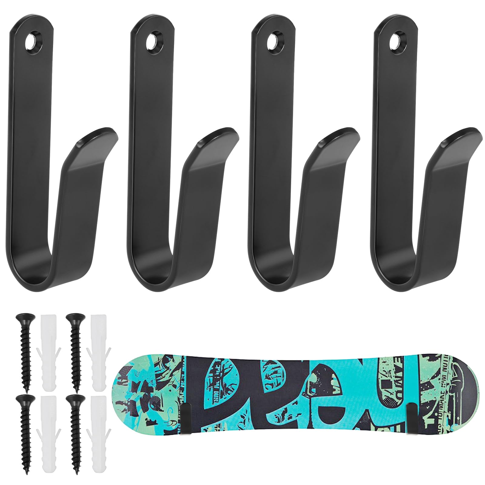 Soporte de Pared para Snowboard Horizontal 4 Piezas Estante de Exhibición