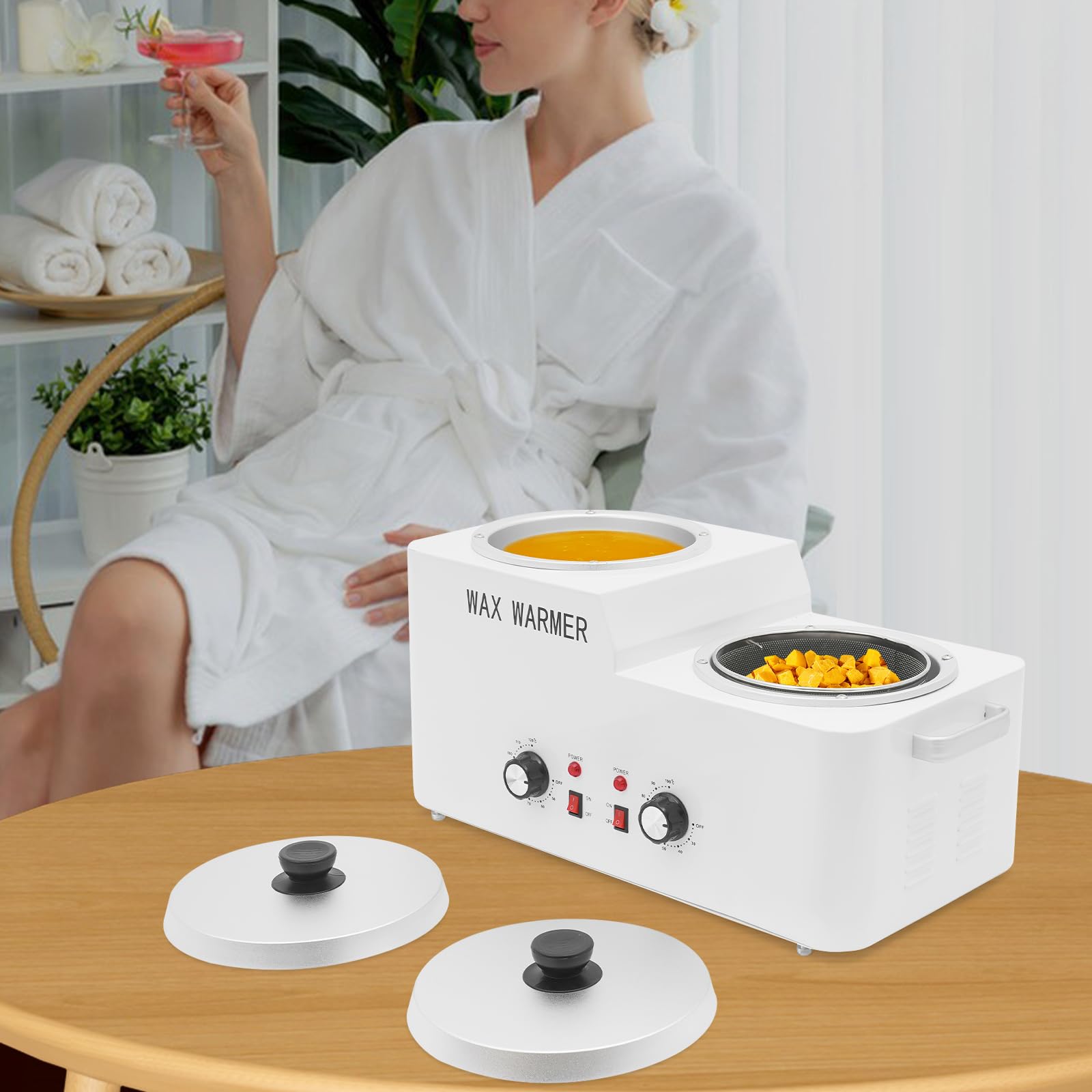 Juego de cera profesional de 9 l, calentador de cera doble, con termostato, dispositivo de depilación con cera caliente, máquina de depilación para el hogar
