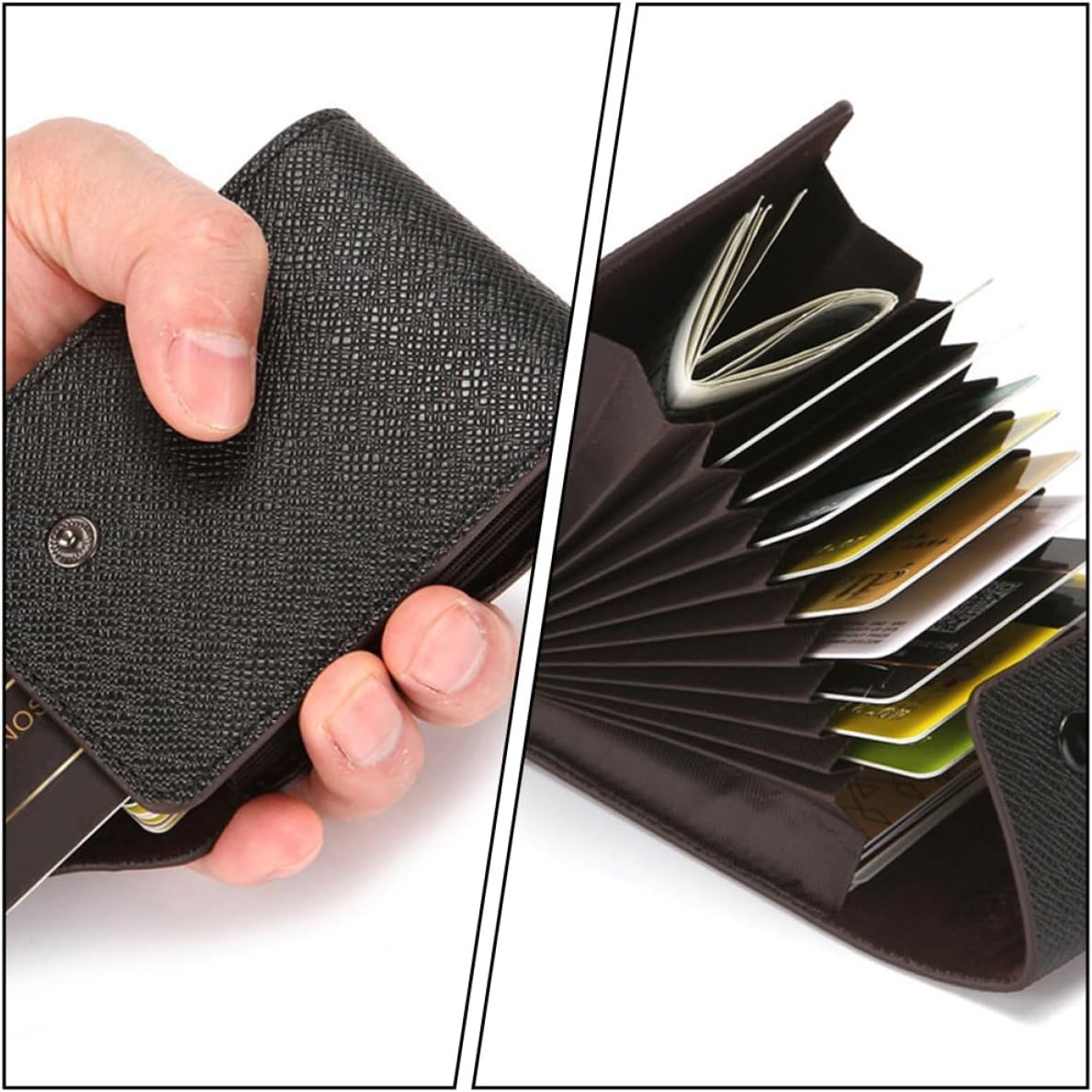 SHOWERORO Pu Leather Card Holder Id Cards Sleeve Protector Portable Change Storage Pouch Compact Dark Accordion Wallet for Men Lightweight Organizer for Travel and Daily Use