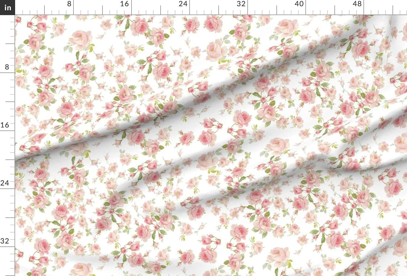Spoonflower Fabric - Pink and White Rose Garden Botanicals Flowers Shabby Chic Vintage Printed on Minky Fabric Fat Quarter - Sewing Baby Blankets Quilt Backing Plush