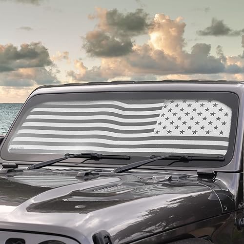 Miniatura 7 de Voodonala Parasol para parabrisas Jeep JL para Jeep Wrangler JL JLU 24 puertas, Gladiator JT 4XE bandera de Estados Unidos (reforzado)