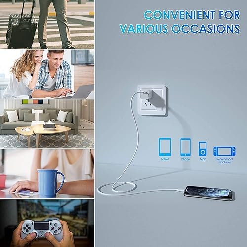 Vista 15 de Cargador para iPhone, extra largo, paquete de 2 cables Lightning de 10 pies, cable de transferencia de carga para teléfono i Phone 12, cable