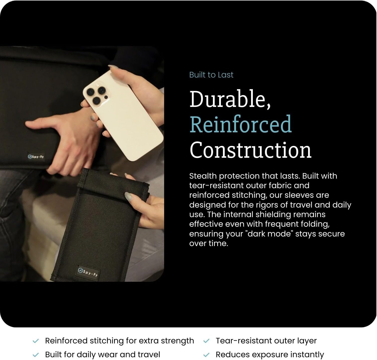 Spy-Fy Faraday Bag for Phones - Signal Blocking Pouch 19x11 cm | Blocking LTE, Bluetooth, WiFi, RFID | Anti-Tracking & Hacking Protection for Smartphones & iPhones | Black