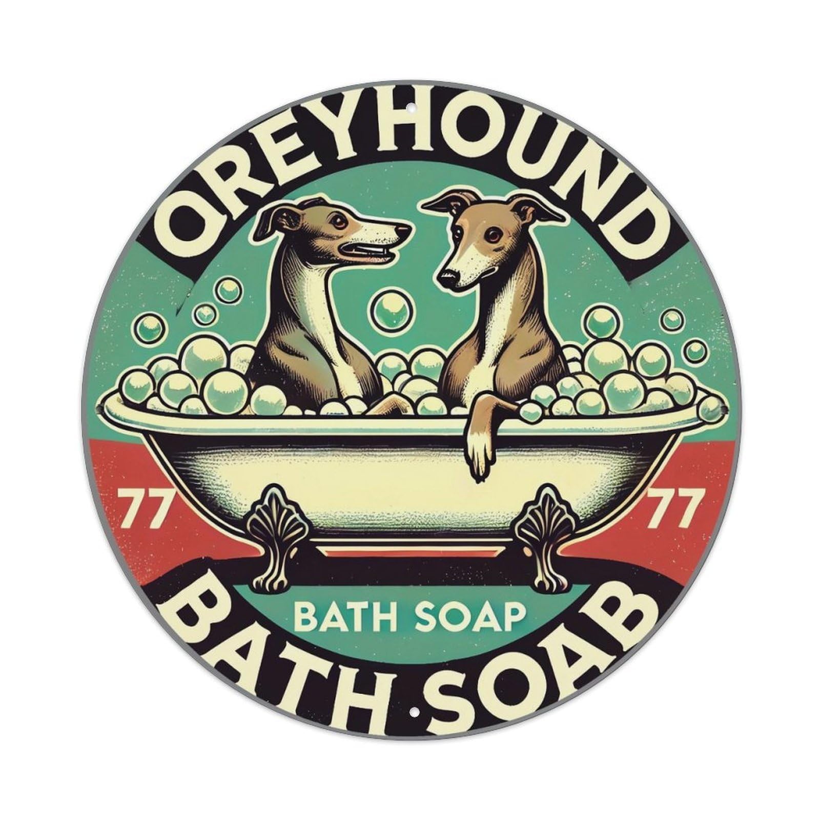 Two Dogs In Bathtub Design Retro Metal Tin Sign, Vintage Metal Poster for home, Gaming Room, Studio Workshop,Bar,Garage Wall Art Decor 8x8 inch