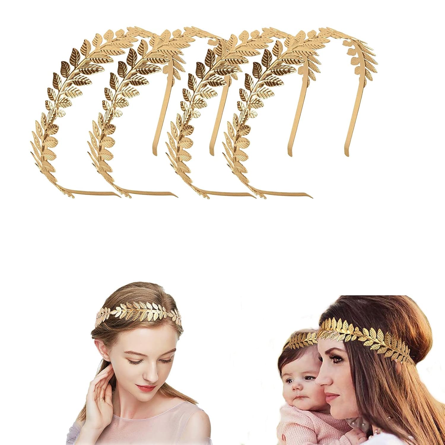 Couronne Laurier Dorée Et Verte - Accessoire Tête Cosplay, Mariage, Fête, Déguisement Romain Ou Grec
