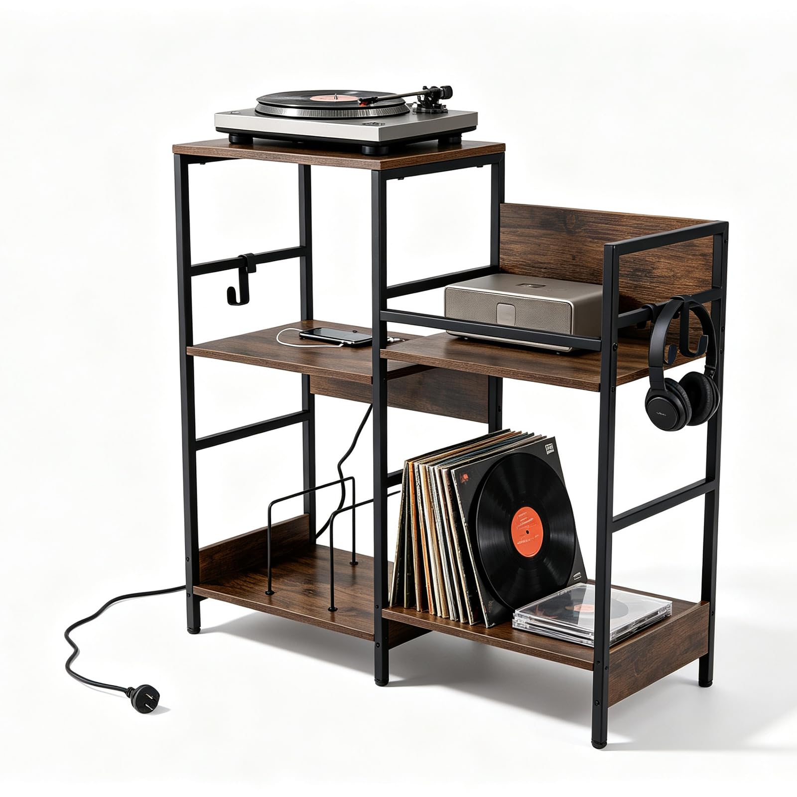 KOMFOTTEU Support Vinyle Prises, 200 Albums Meuble Platine Crochet Écouteur - Les Beatles, Paul McCartney, John Lennon, RIngo Starr, George Harrison KOMFOTTEU Support Vinyle Prises, 200 Albums Meuble Platine Crochet Écouteur