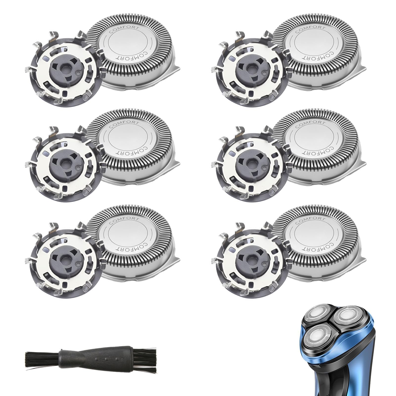6 cabezales de afeitar compatibles con Philips SH50/30 Serie 3000 5000 AquaTouch AT8xx AT7xx PT7xx Reemplazo de cuchillas de afeitar con cepillo de limpieza, accesorios de afeitar para hombre alto