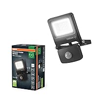 OSRAM Proiettore LED ENDURA FLOOD PC 20W con sensore, 4000K, 1800 lumen, IP44 con rilevatore di movimento IR, tempo, lux regolabile, grigio scuro