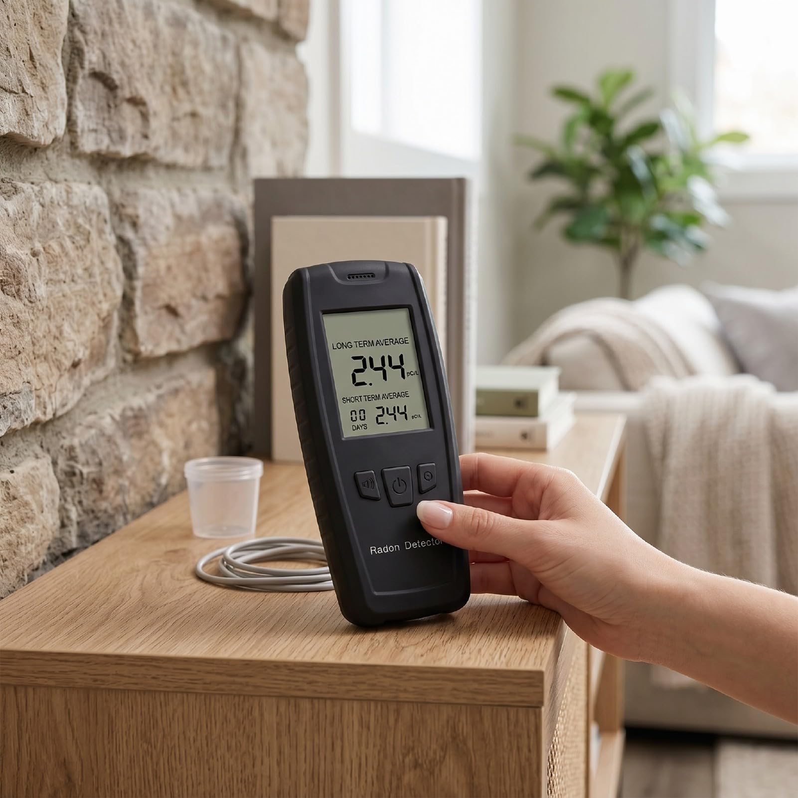 Luocute Rilevatore di Radon Portatile, Display LCD Digitale 0-270pCi L Monitor di Radon con Sensore Ionico Avanzato, Allarmi Visivi Acustici, Archiviazione Dati a Lungo Termine per