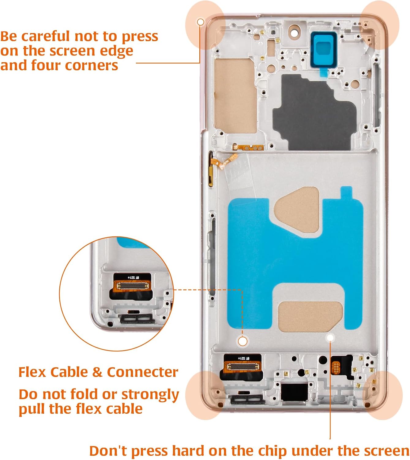 InCell Galaxy S21+ S21 Plus (6.6“/No Fingerprint) LCD Screen Replacement for Samsung Galaxy S21 Plus SM-G996 LCD Screen Touch Digitizer Assembly G996U G996W (Gold Frame TFT Galaxy S21+)