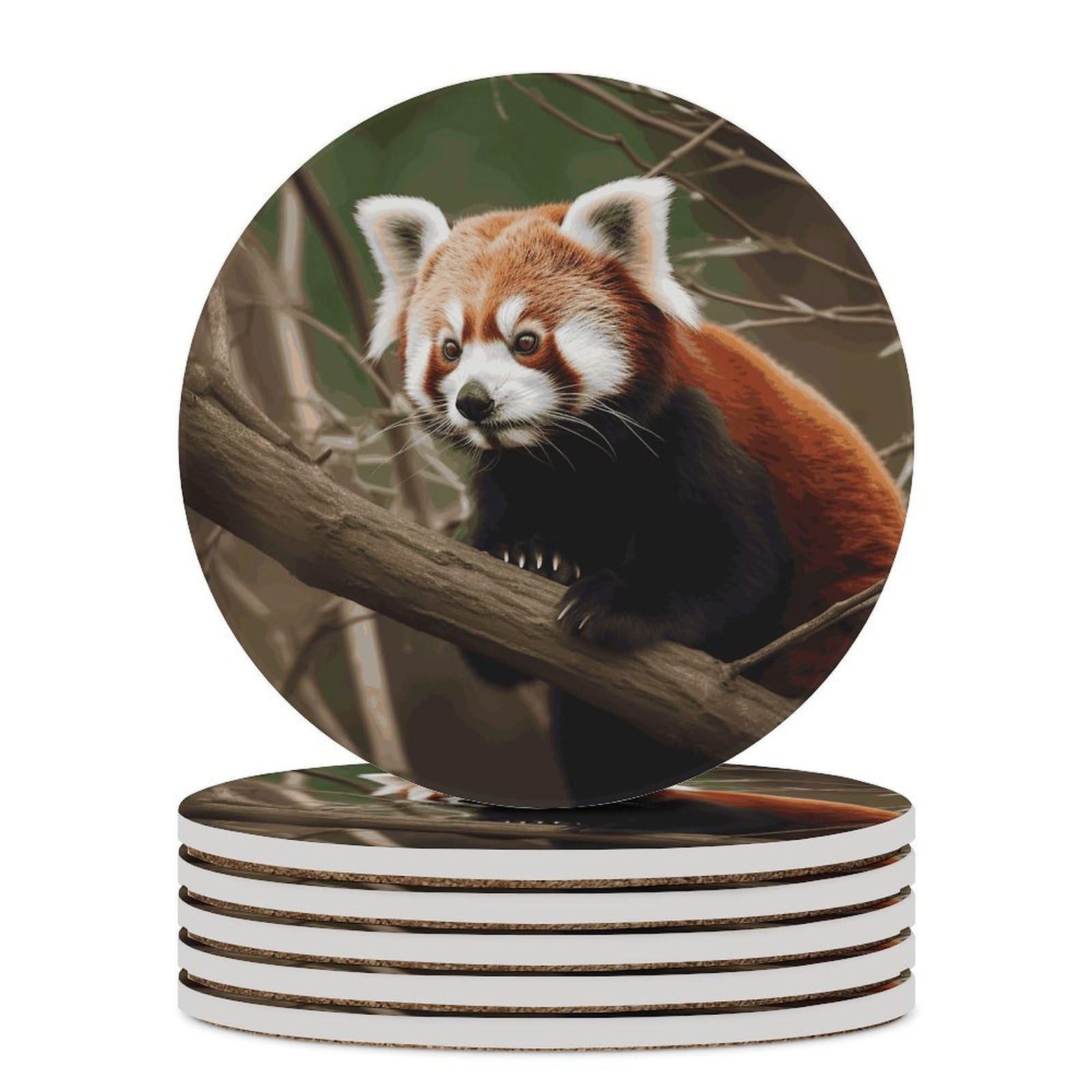 Dessous de verre céramique liège panda rouge protège table boissons chaudes