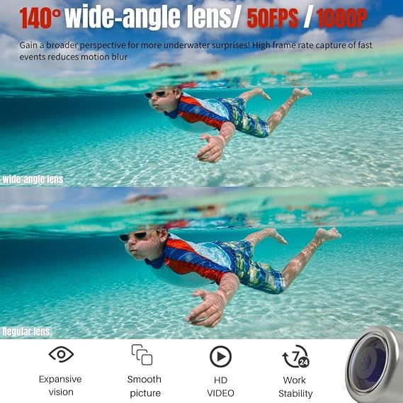 Barlus Mini Underwater IP Camera 50FPS 1080p HD RTMP Live Streaming Camera 140Wide Angle for ROV Underwater Vehicles with 32FT Cable
