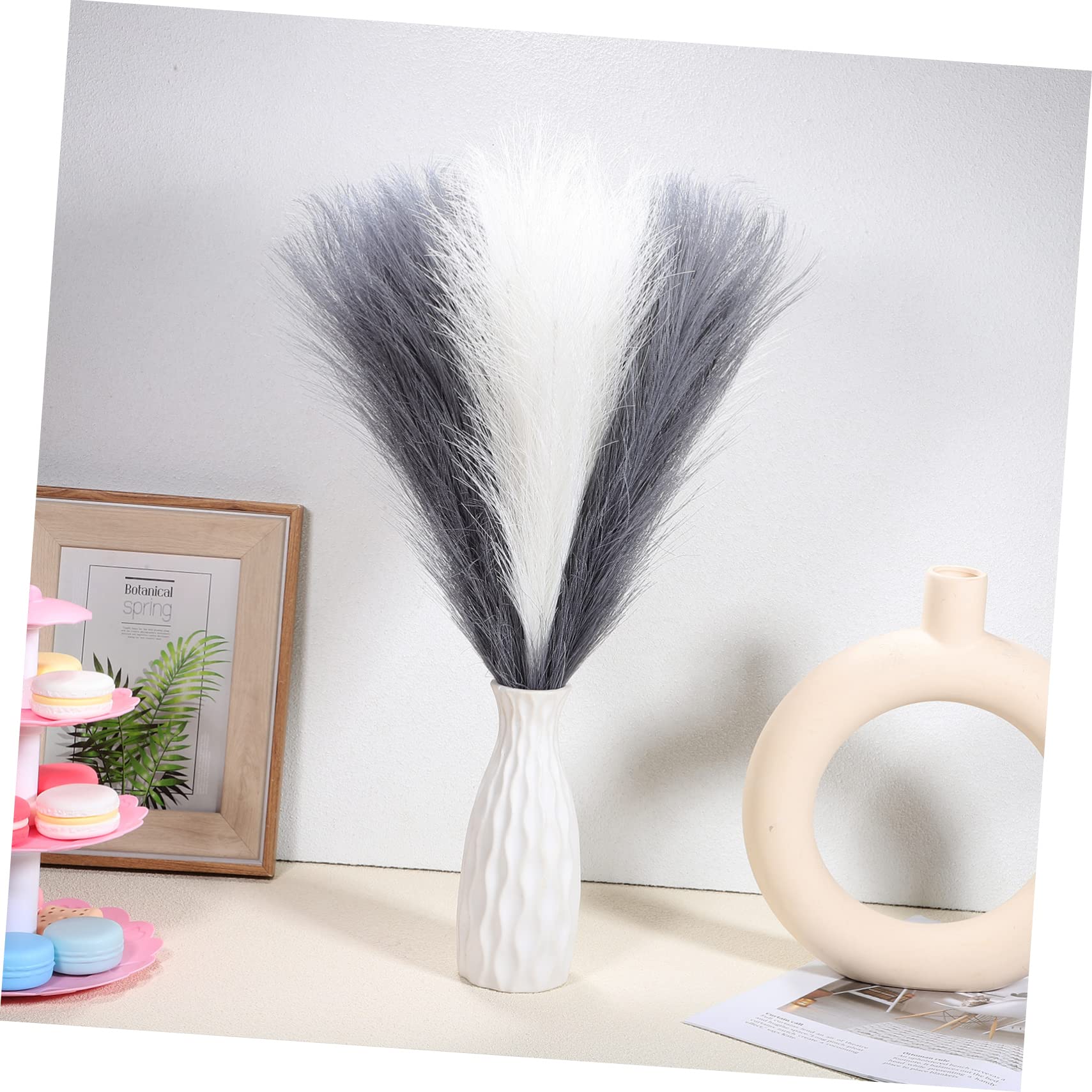 Amosfun 18 Pcs Branches D' Herbe De Pampa Séchée Tige Courte D' Bouquet Pampa Boho Gris Fausse Herbe De Pampa Faux Pompas Floraux Fil De Fer
