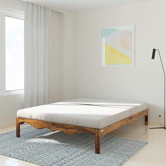 Amazon Brand Solimo Mehraab Queen Size Solid Sheesham Wood Bed