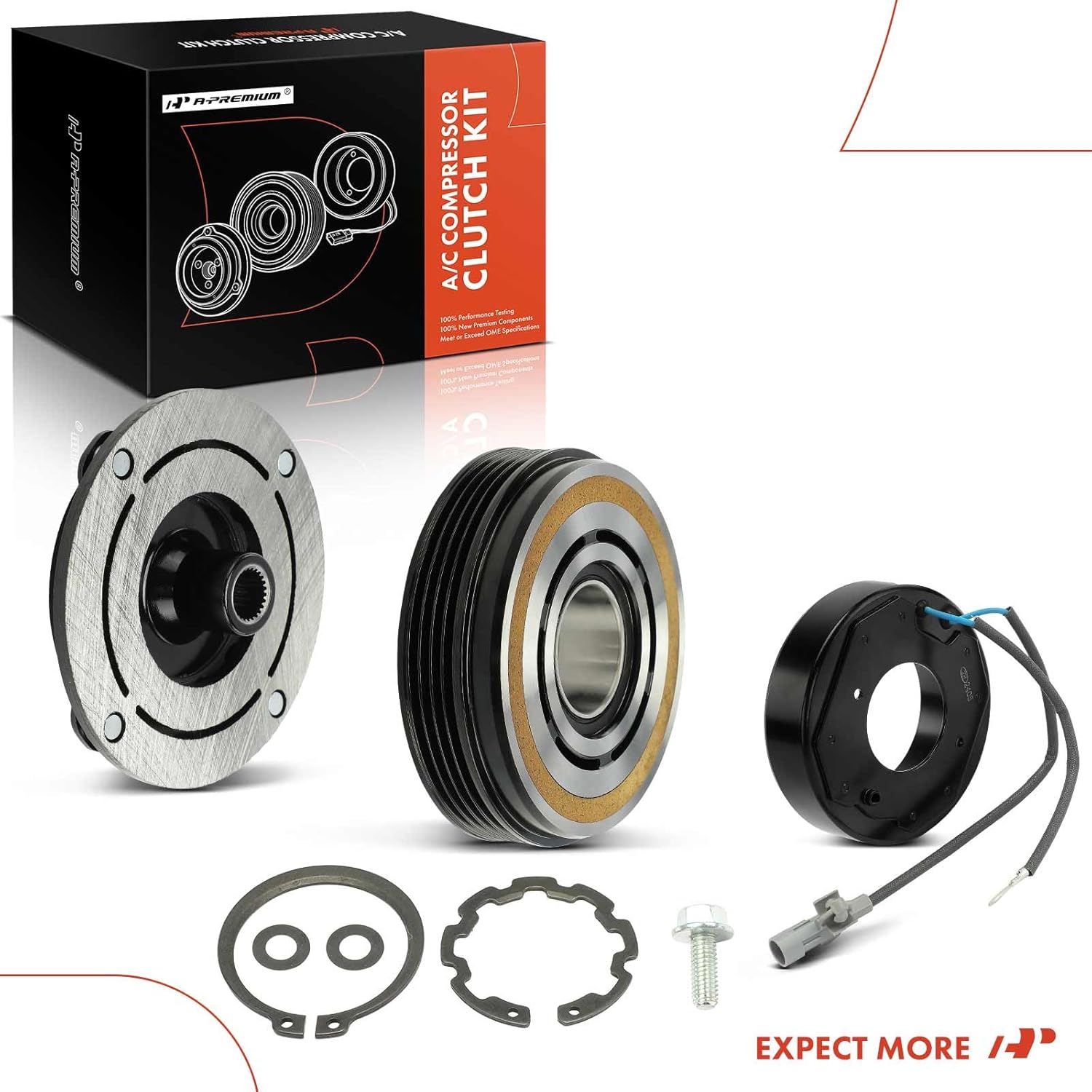 A-Premium Air Conditioner AC Compressor Clutch Kit Compatible with BMW X5, 550i, 550i GT, 550i GT xDrive, 550i xDrive, X3, X1, 750i, 750i xDrive, 750Li, 750Li xDrive, 760Li, X6, 650i, 650i Gran Coupe