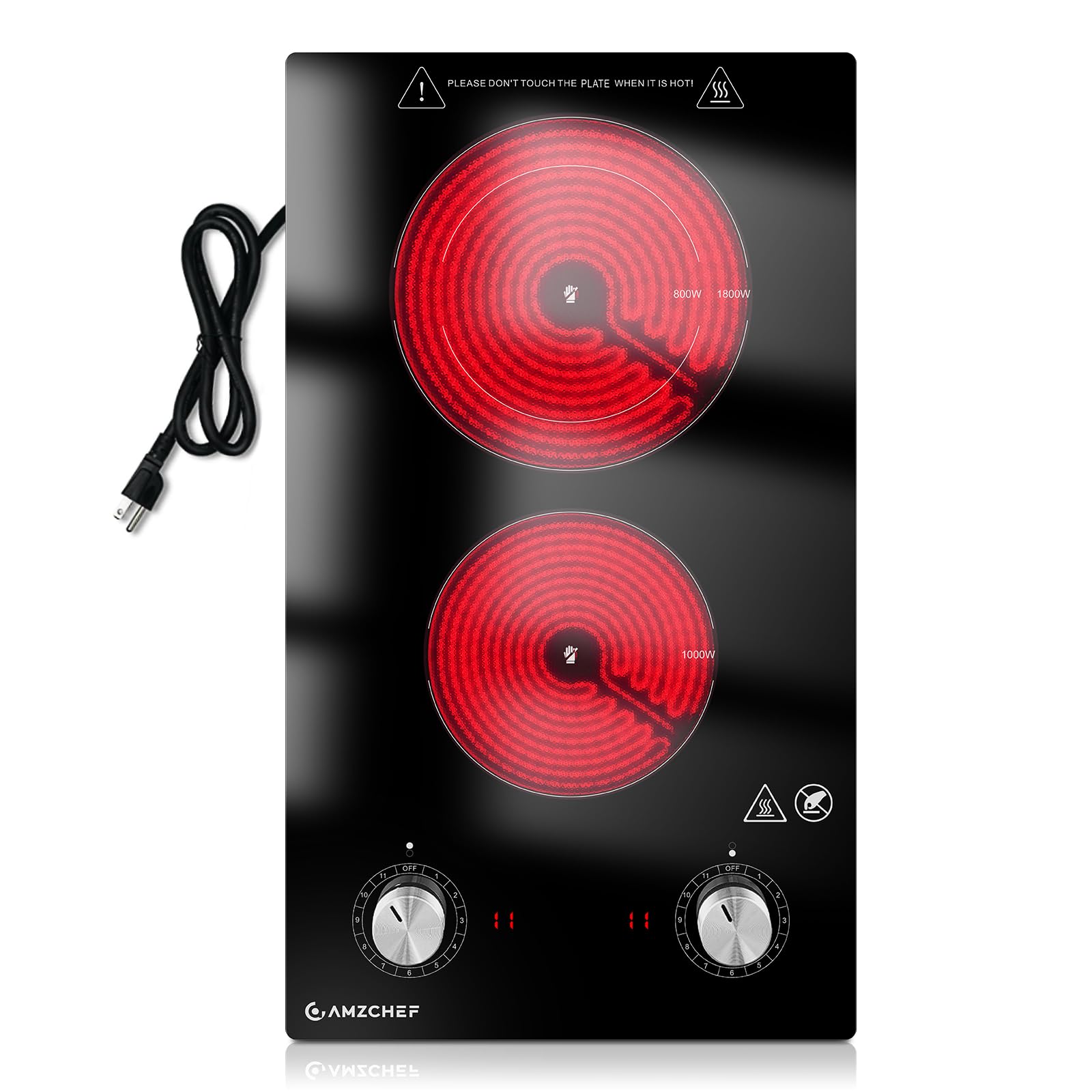 AMZCHEF 12 Inch 2 Burner Electric Cooktop