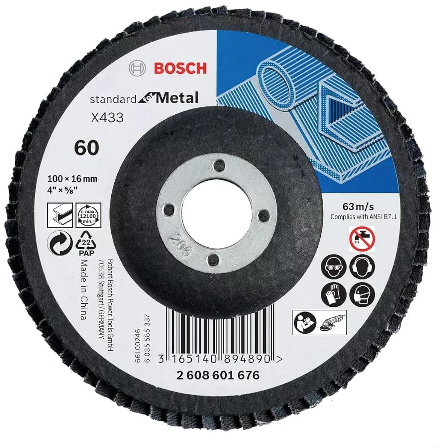 Bosch X433 Alox Flap Disc, 80 mm x 100 mm Size