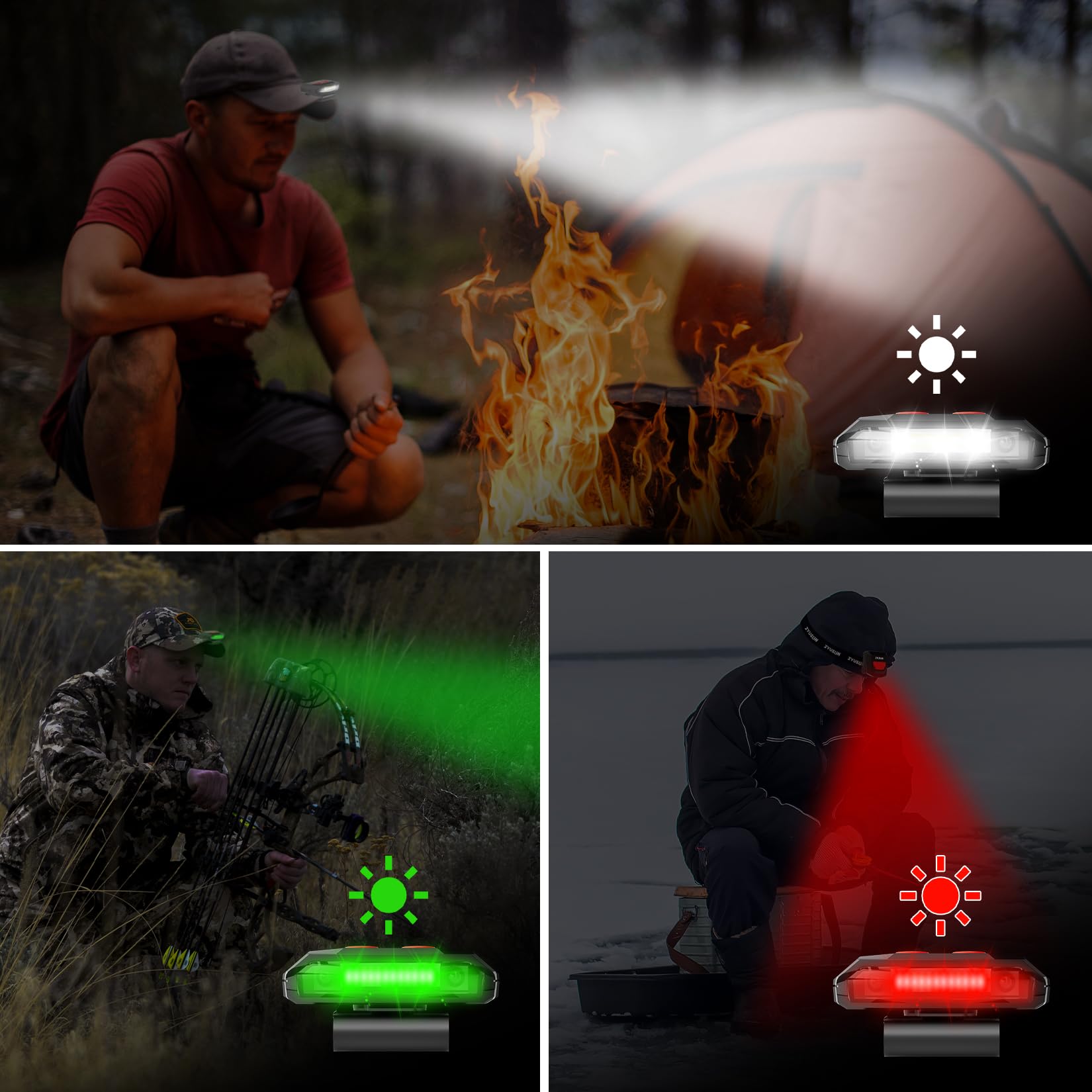 Wiederaufladbare Kappenleuchte, tragbare Stirnlampen, aufsteckbarer Hut mit Bewegungssensor, leicht, IPX4 wasserdicht, Nachtsicht-LED-Lichter für Jagd, Angeln, Camping, Wandern, Radfahren