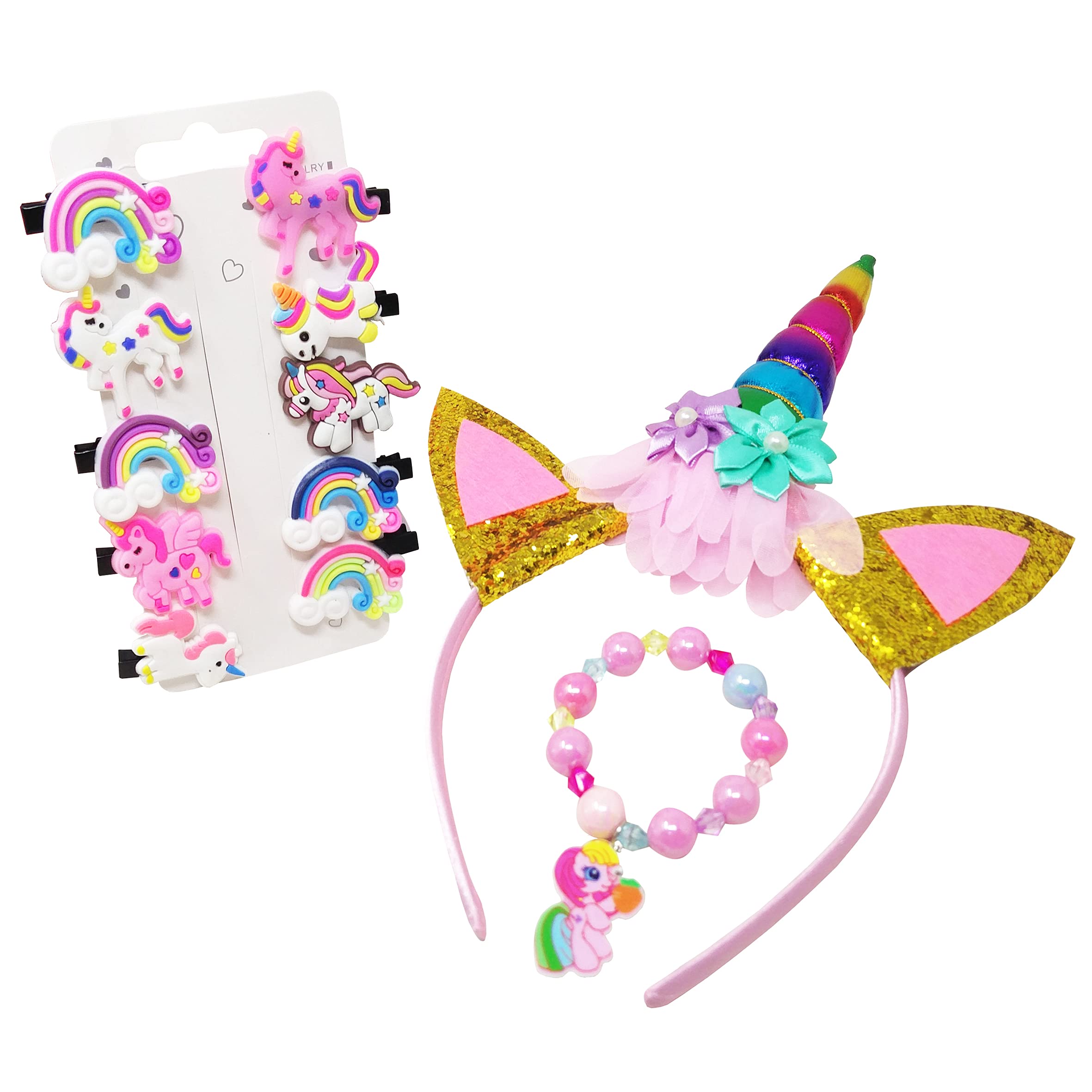 PARTEET Combo (Pack of 3 Items) for Birthday Gift/Birthday Returns Gifts for Kids/Unicorn Combo with Unicorn Hairband/Unicorn Clip/and Unicorn Bracelet for Girl Kids (B09D3SNSGS) Amazon Price History, Amazon Price Tracker