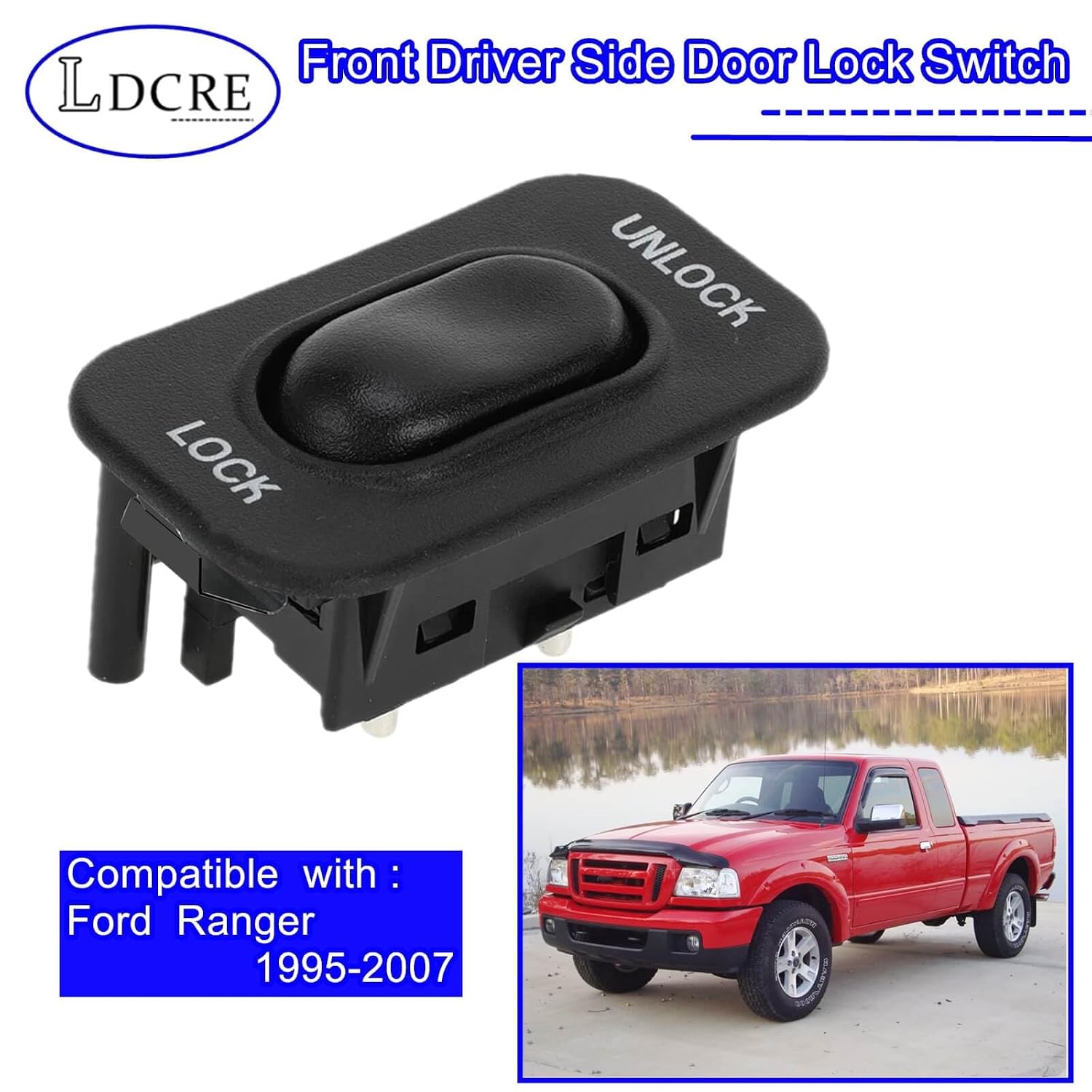 SW7080 Front Driver Side Door Lock Switch Compatible with Ford Ranger 1995-2007, Door Lock Switch Control Button Replace# F57Z14028AAA F57Z-14028-AAA,189038, PDS133, 650290,SW7080