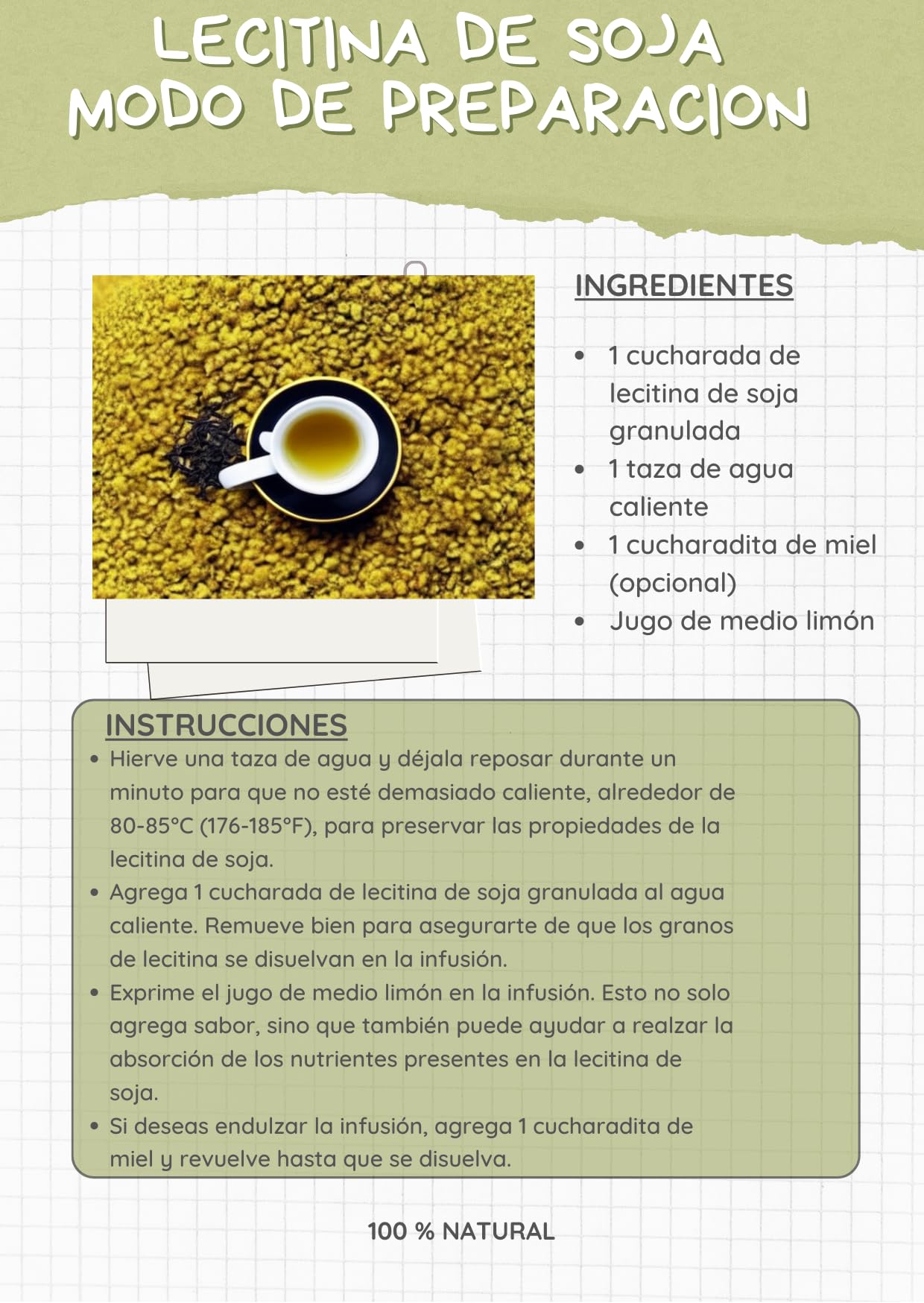 LECITINA de SOJA GRANULADA -Lecitina de Soja - Soja - Lecitina- Baja Colesterol - Lecitina - Lecitina de Soja Polvo - Lecitina Soja - Soja en Grano - Lecithin - Colesterol - Proteina - Lecitina+Soja