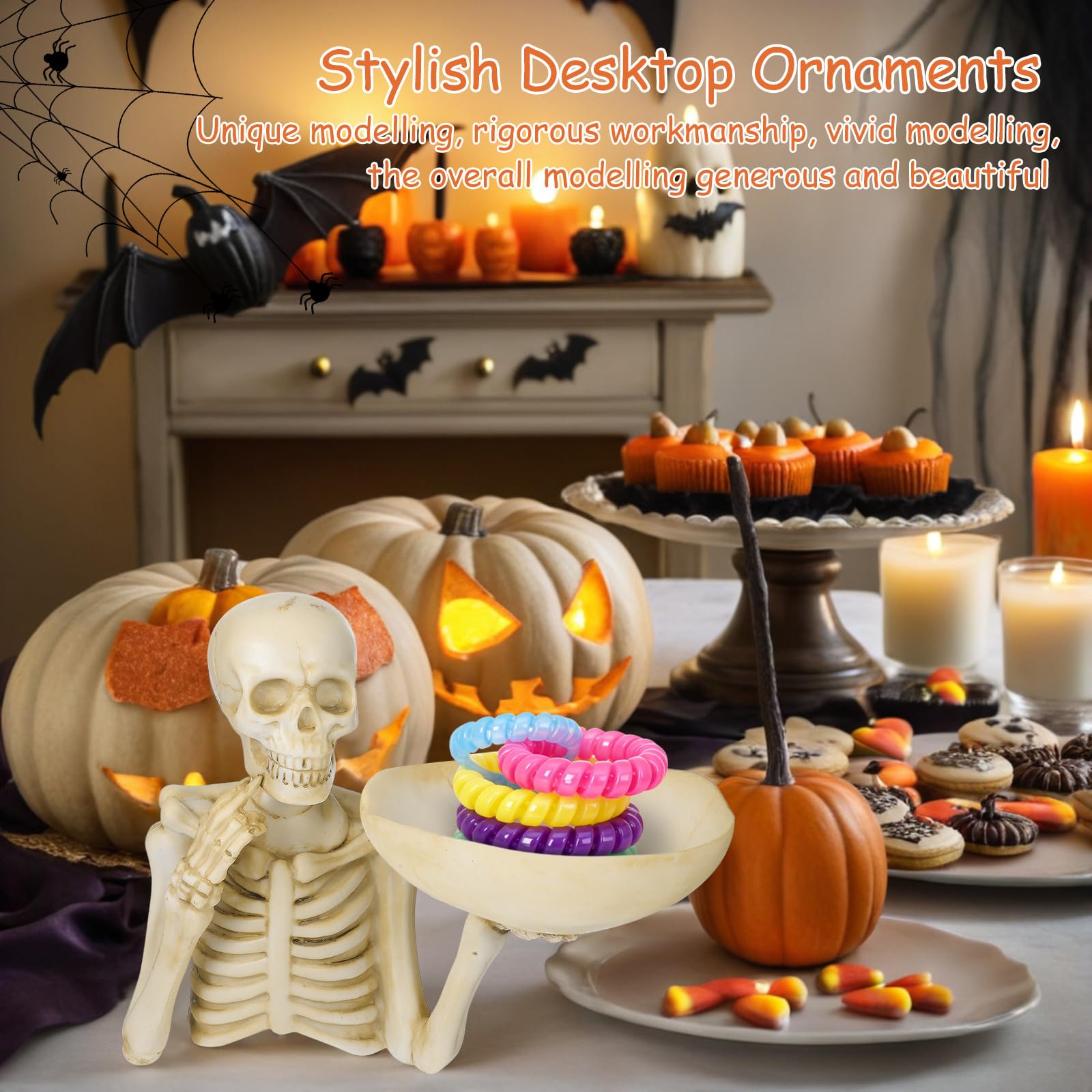Pojemnik Na Słodycze W Kształcie Szkieletu Na Halloween: Taca Do Serwowania W Kształcie Czaszki - Misa Na Słodycze Z Żywicy I Dekoracyjna Na Owoce. Gotycki Pojemnik Na Biżuterię W Szkieletu Na Imprezę